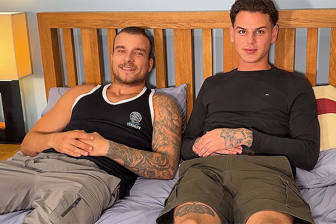 Straight Hunk Lewis Fucks Trent’s Willing Ass & Trent’s Big Uncut Cock Cums 3 Times! Image