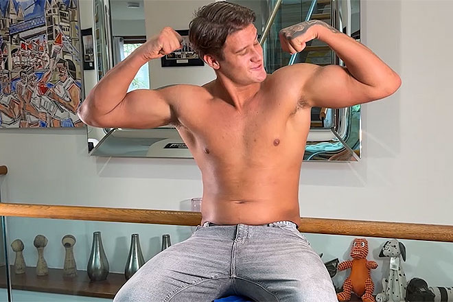 Young Straight Teen Boxer Shows off his Muscles. Image