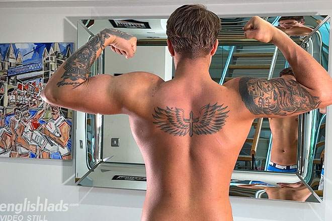 Young Straight Teen Boxer Shows off his Muscles. Image