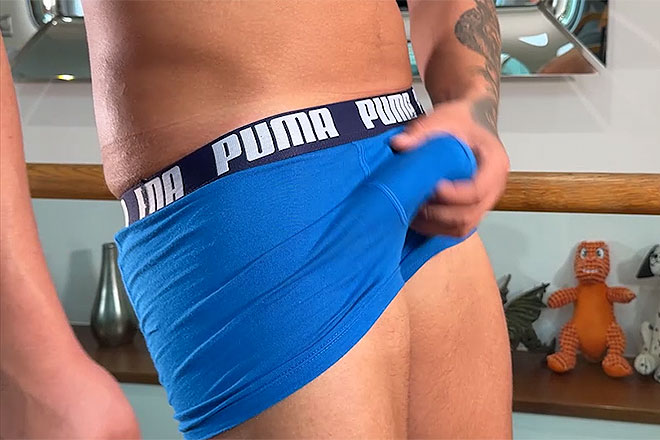 Young Straight Teen Boxer Shows off his Muscles. Image