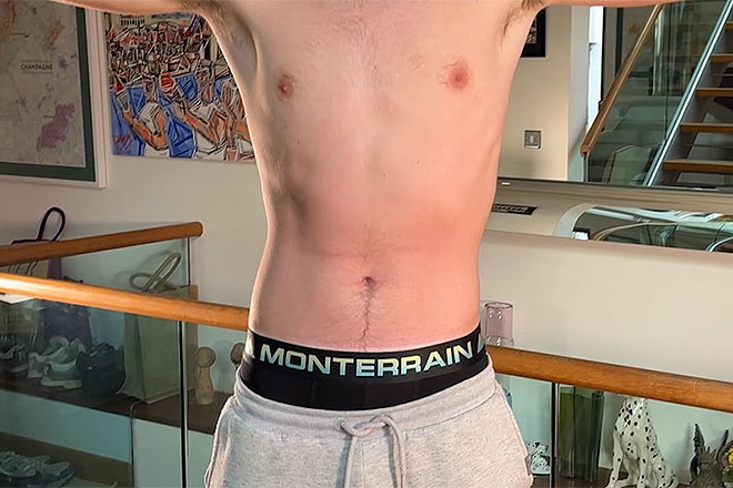 Young Straight Boxer Wanks his Huge Uncut Cock Image