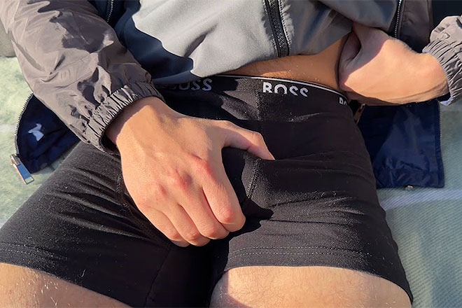Young Straight Tennis Player Wanks his Uncut Cock Image