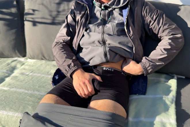 Young Straight Tennis Player Wanks his Uncut Cock Image