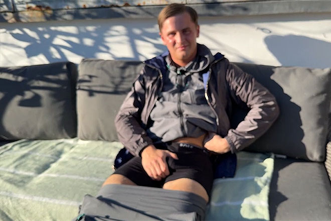 Young Straight Tennis Player Wanks his Uncut Cock Image