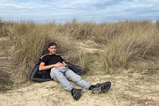 Young Straight Teen Wanks his Huge Uncut Cock in the Sand Dunes Image
