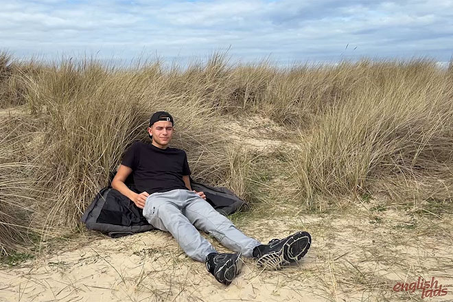 Young Straight Teen Wanks his Huge Uncut Cock in the Sand Dunes Image