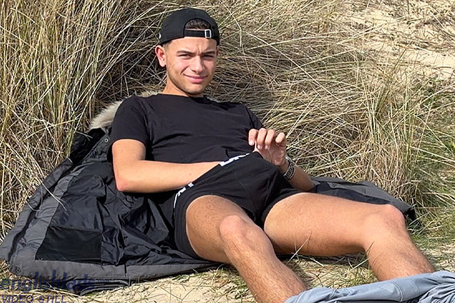 Young Straight Teen Wanks his Huge Uncut Cock in the Sand Dunes Image