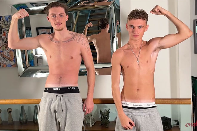 Young Straight Racers Wank their Massive Uncut Cocks Image