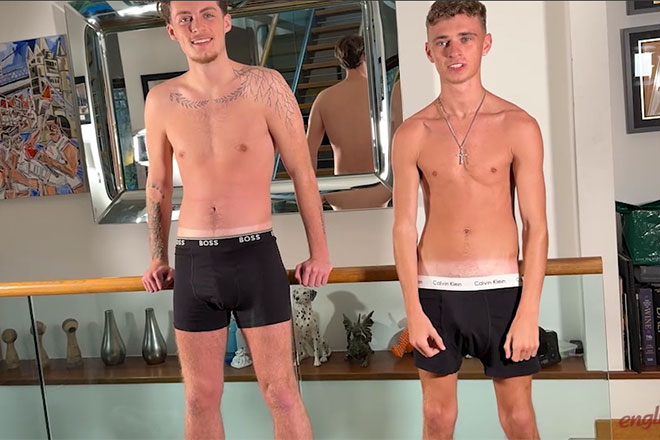 Young Straight Racers Wank their Massive Uncut Cocks Image
