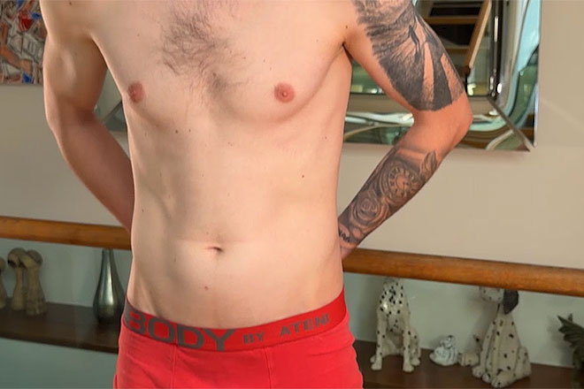 Young Slim Straight Lad Wanks his Uncut Cock Image