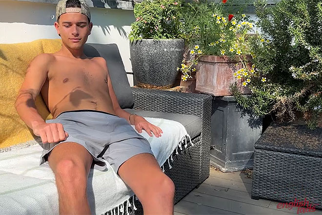 Young Straight & Toned Lad Wanks his Huge Hard Uncut Cock Image