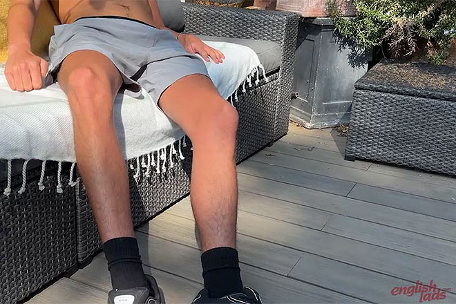 Young Straight & Toned Lad Wanks his Huge Hard Uncut Cock Image