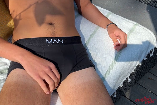 Young Straight & Toned Lad Wanks his Huge Hard Uncut Cock Image
