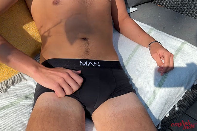 Young Straight & Toned Lad Wanks his Huge Hard Uncut Cock Image