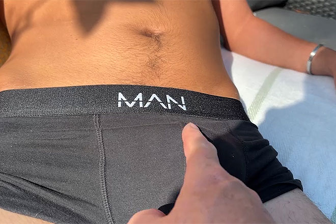Young Straight & Toned Lad Wanks his Huge Hard Uncut Cock Image