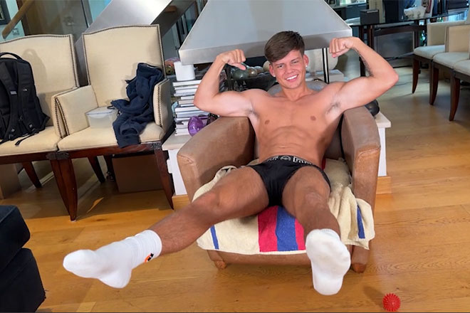Young Ripped Stud Shows off his Lean Muscles & Wanks his Rock Hard Cock & Cums! Image
