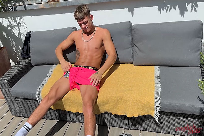 Young Straight Teen Wanks his Big Uncut Cock Outdoors Image