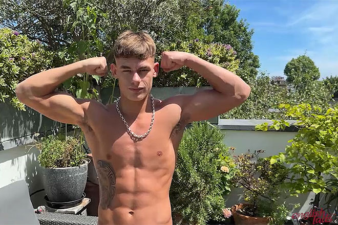 Young Straight Teen Wanks his Big Uncut Cock Outdoors Image