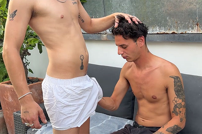 Young Straight Aiden 1st Man Suck & his Rock Hard Uncut Cock Squirts! Image