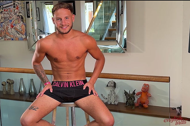 Young Lean Ice Hockey Player Shows off his Muscles Image