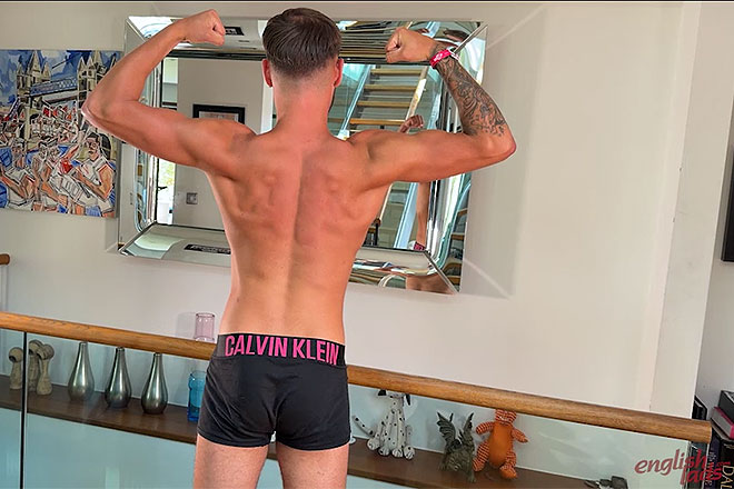 Young Lean Ice Hockey Player Shows off his Muscles Image