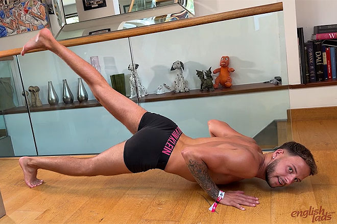 Young Lean Ice Hockey Player Shows off his Muscles Image