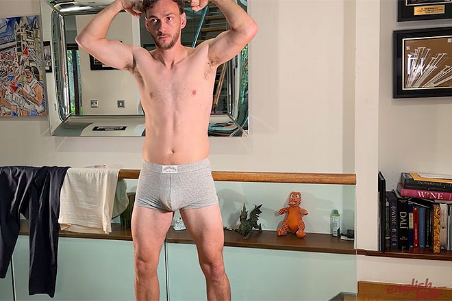 Young Straight & Athletic Footballer Wanks his Huge Uncut Cock. Image