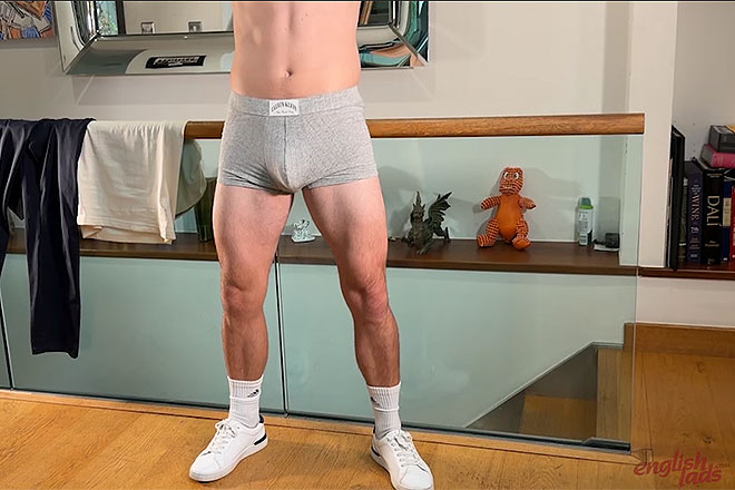 Young Straight & Athletic Footballer Wanks his Huge Uncut Cock. Image