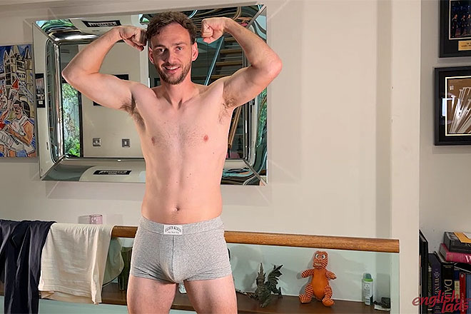Young Straight & Athletic Footballer Wanks his Huge Uncut Cock. Image
